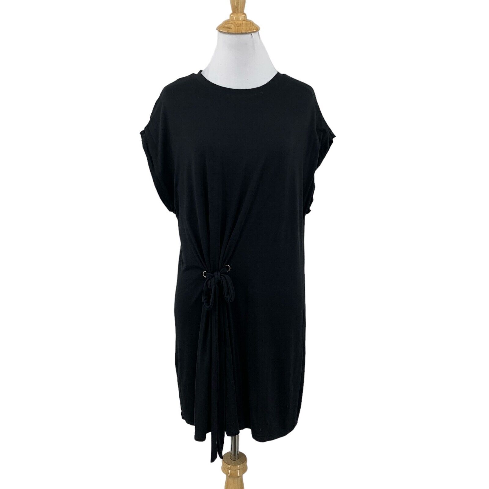 Lovers + Friends Dress Womens S Small Black Grommet Tie Waist Bamboo Inner Lined